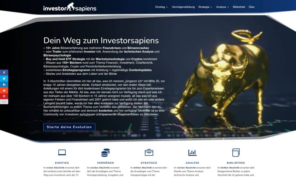 investorsapiens.de Aktien ETF Anlagestrategie Buy and Hold mit Wachstumsstrategie kombiniert, technische Analyse, Börsenpsychologie
